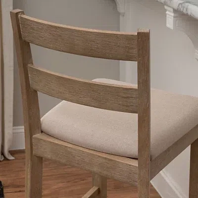 Kirkland's Rustic Graywash Wood Upholstered Bar Stool In Brown