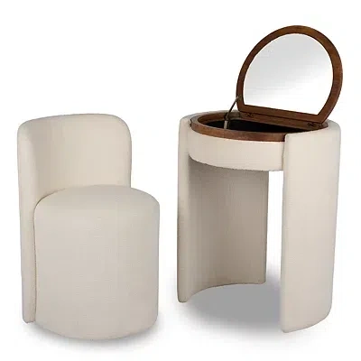 Kirkland's Nora Ivory Chair And Mirror Vanity Set In Multi