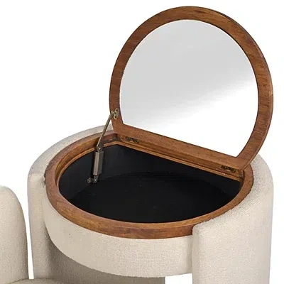 Kirkland's Nora Ivory Chair And Mirror Vanity Set In Multi