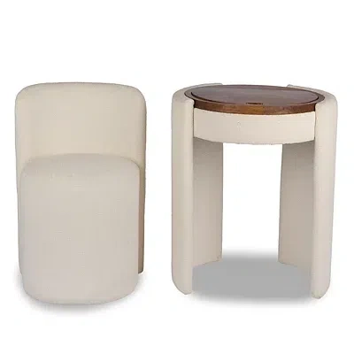 Kirkland's Nora Ivory Chair And Mirror Vanity Set In Multi