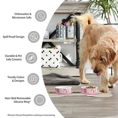 Kirkland's Eat & Drink Medium Striped Pet Bowls In Multi