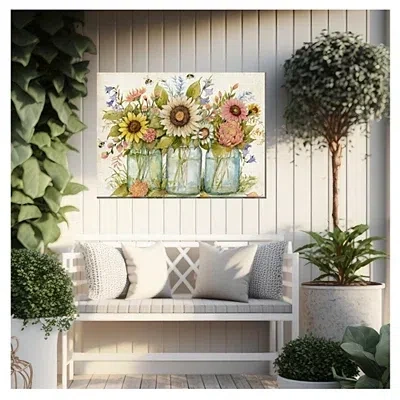 Kirkland's Buzzing Bouquets Outdoor Canvas Art Print In Multi