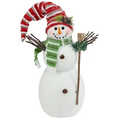Kirkland's Glittered Snowman With Broom Figurine In Multi