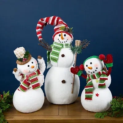 Kirkland's Glittered Snowman With Broom Figurine In Multi