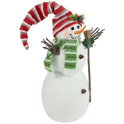 Kirkland's Glittered Snowman With Broom Figurine In Multi