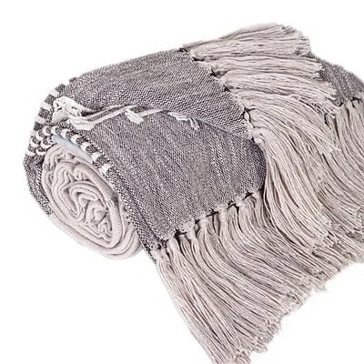 Kirkland's Light Gray Slub Striped Tassel Throw In Gray
