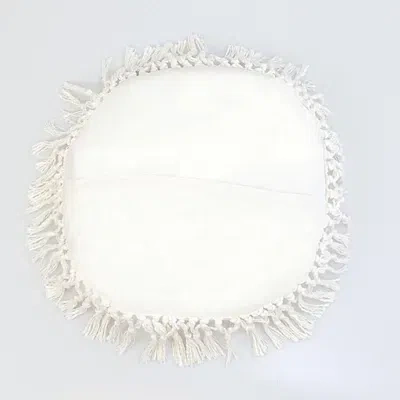 Kirkland's Round White Tassel Pillow In White