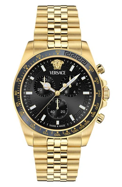 Versace Greca Chrono Wave Chronograph Watch, 43mm In Gold