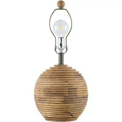 Kirkland's Acacia Wood Ribbed Polo Table Lamp In Multi