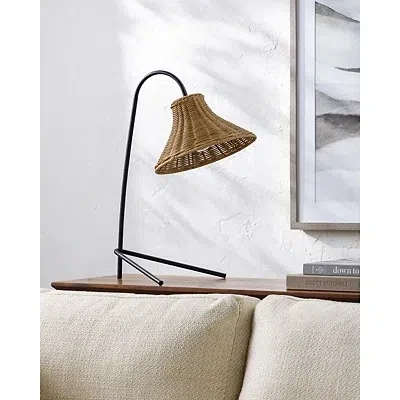 Kirkland's Metal Jeri Table Lamp With Rattan Shade In Brown