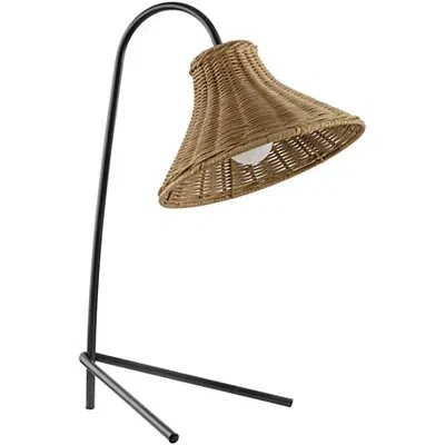 Kirkland's Metal Jeri Table Lamp With Rattan Shade In Brown