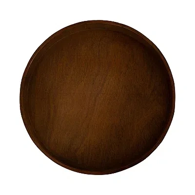 Kirkland's Rustic Brown Round Pine Wood Accent Table In Brown