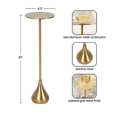 Kirkland's Metal Teardrop Accent Table In Gold