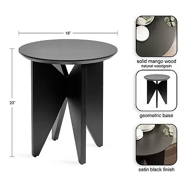 Kirkland's Kate And Laurel Black Mango Wood Accent Table In Black