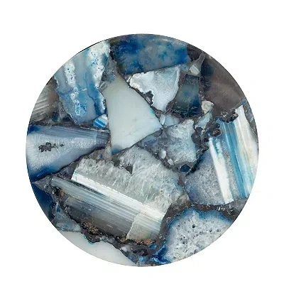 Kirkland's Maya Silver And Blue Agate Accent Table In Blue