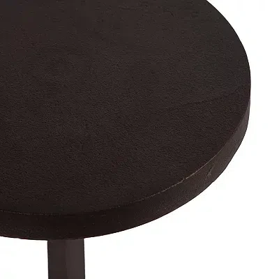 Kirkland's Marble And Black Metal Round Accent Table In Black