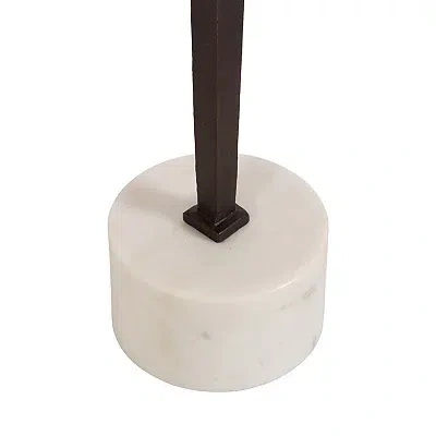 Kirkland's Marble And Black Metal Round Accent Table In Black