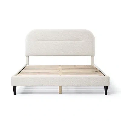 Kirkland's Boucle Upholstered Sara Queen Bed In White