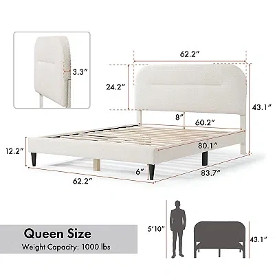 Kirkland's Boucle Upholstered Sara Queen Bed In White