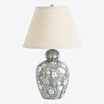 Kirkland's Floral Ceramic Table Lamp In White