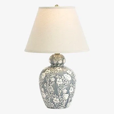 Kirkland's Floral Ceramic Table Lamp In White
