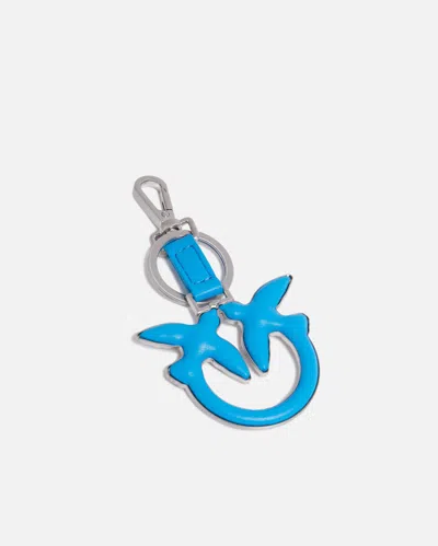 Pinko Portachiavi In Pelle Con Moschettone E Logo In Blue