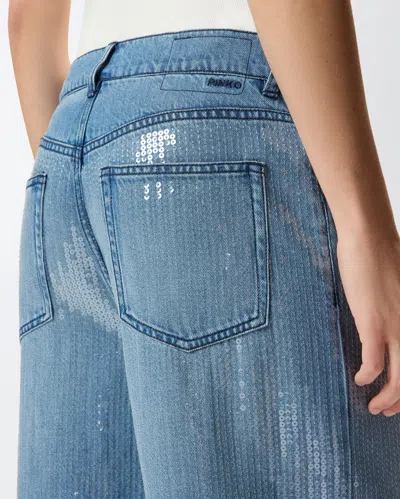 Pinko Jeans In Denim Full Paillettes In Blue