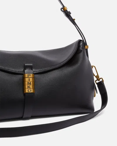 Pinko Borsa A Spalla Saddle Bag Media In Pelle In Black