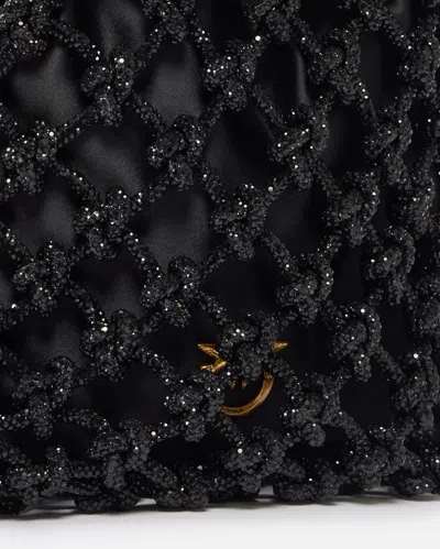 Pinko Borsa A Spalla Piccola Con Micro Strass In Black