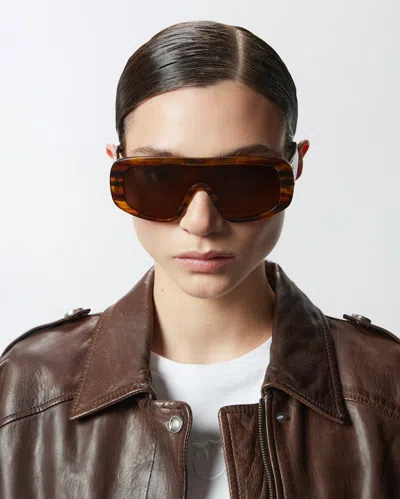 Pinko Oversized Mask Sunglasses In Brown