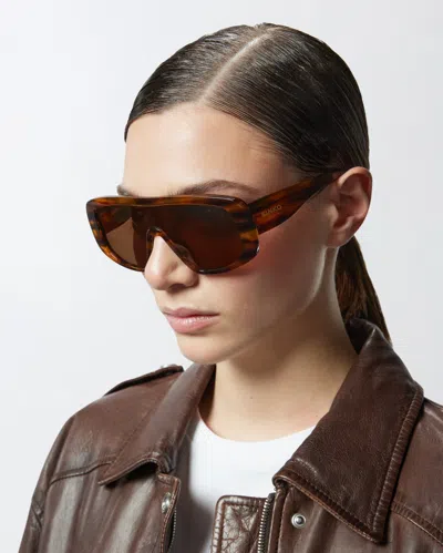 Pinko Oversized Mask Sunglasses In Brown