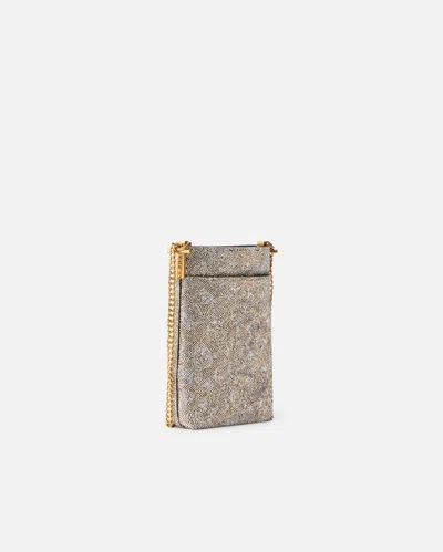 Pinko Pochette À Bandoulière En Cuir À Strass Pour Smartphone In Gold
