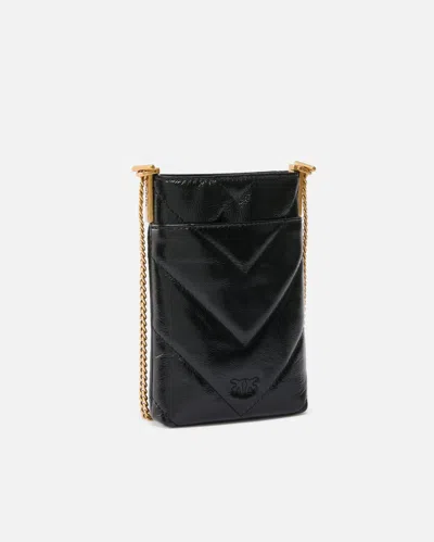 Pinko Pochette À Bandoulière Pour Smartphone En Cuir À Chevrons In Black