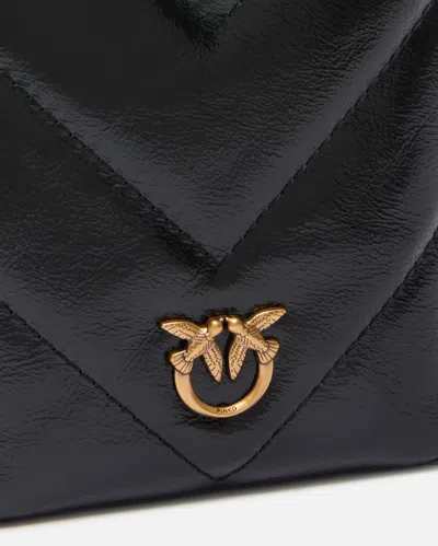Pinko Pochette À Bandoulière Pour Smartphone En Cuir À Chevrons In Black