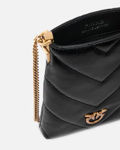 Pinko Pochette À Bandoulière Pour Smartphone En Cuir À Chevrons In Black