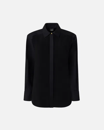 Pinko Camicia In Popeline E Crêpe In Black
