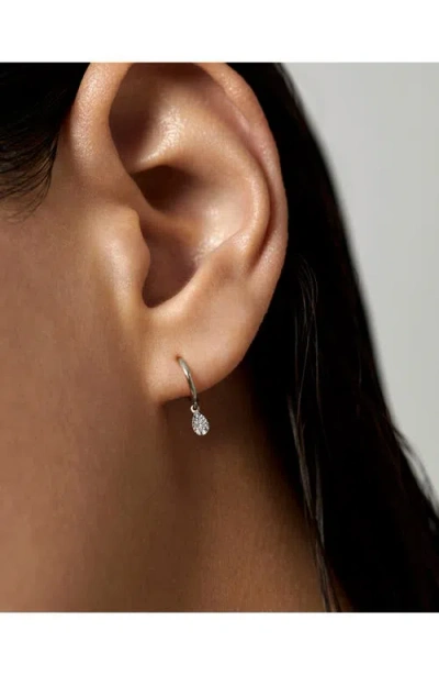 Monica Vinader Teardrop Diamond Mini Huggie Hoop Earrings In White