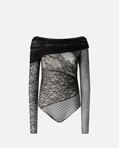 Pinko Maglia Body In Pizzo Effetto Patchwork In Multi