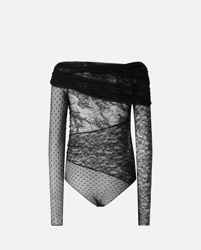 Pinko Maglia Body In Pizzo Effetto Patchwork In Multi