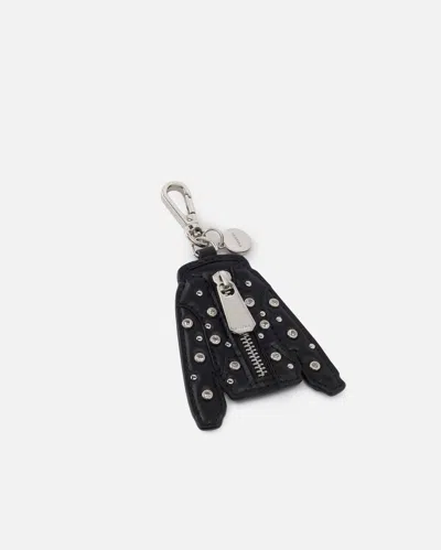 Pinko Charm Portachiavi Felpa Con Borchie E Zip In Black