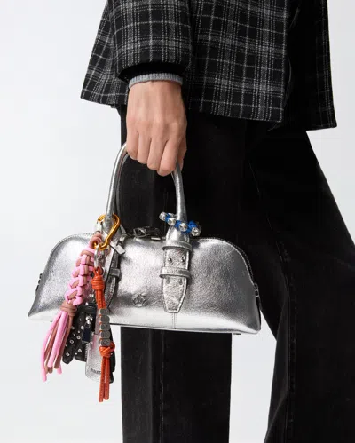 Pinko Charm Portachiavi Felpa Con Borchie E Zip In Black