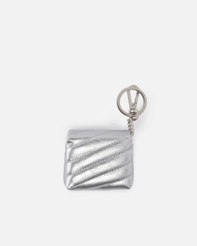 Pinko Custodia Airpods Love Bag Puff In Pelle Lucida In Silver
