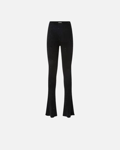 Pinko Pantaloni Lunghi Svasati In Maglia In Black