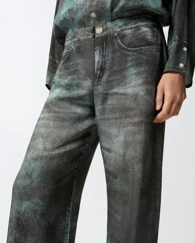 Pinko Pantaloni Wide-leg Con Stampa Trompe-l'ail In Gray