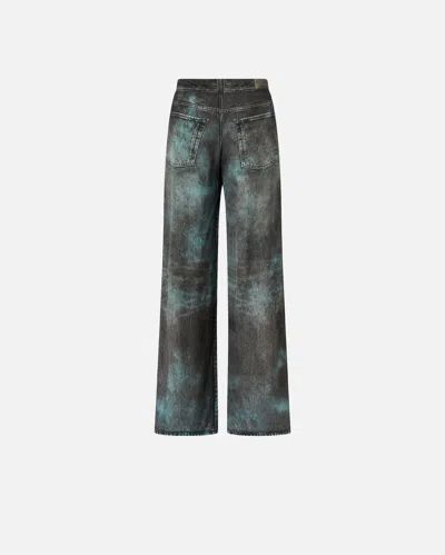 Pinko Pantaloni Wide-leg Con Stampa Trompe-l'ail In Gray