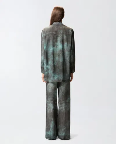 Pinko Camicia Con Stampa Trompe-l'ail E Collo A Fusciacca In Green