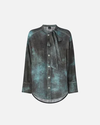 Pinko Camicia Con Stampa Trompe-l'ail E Collo A Fusciacca In Green