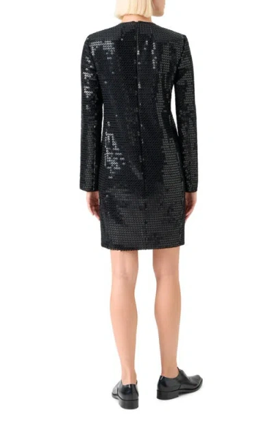 Akris Corded Sequin Short Cocktail Dress In Black