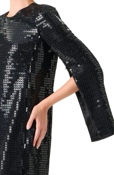 Akris Corded Sequin Short Cocktail Dress In Black