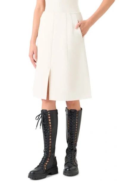 Akris Pleated Cotton & Silk A-line Skirt In White